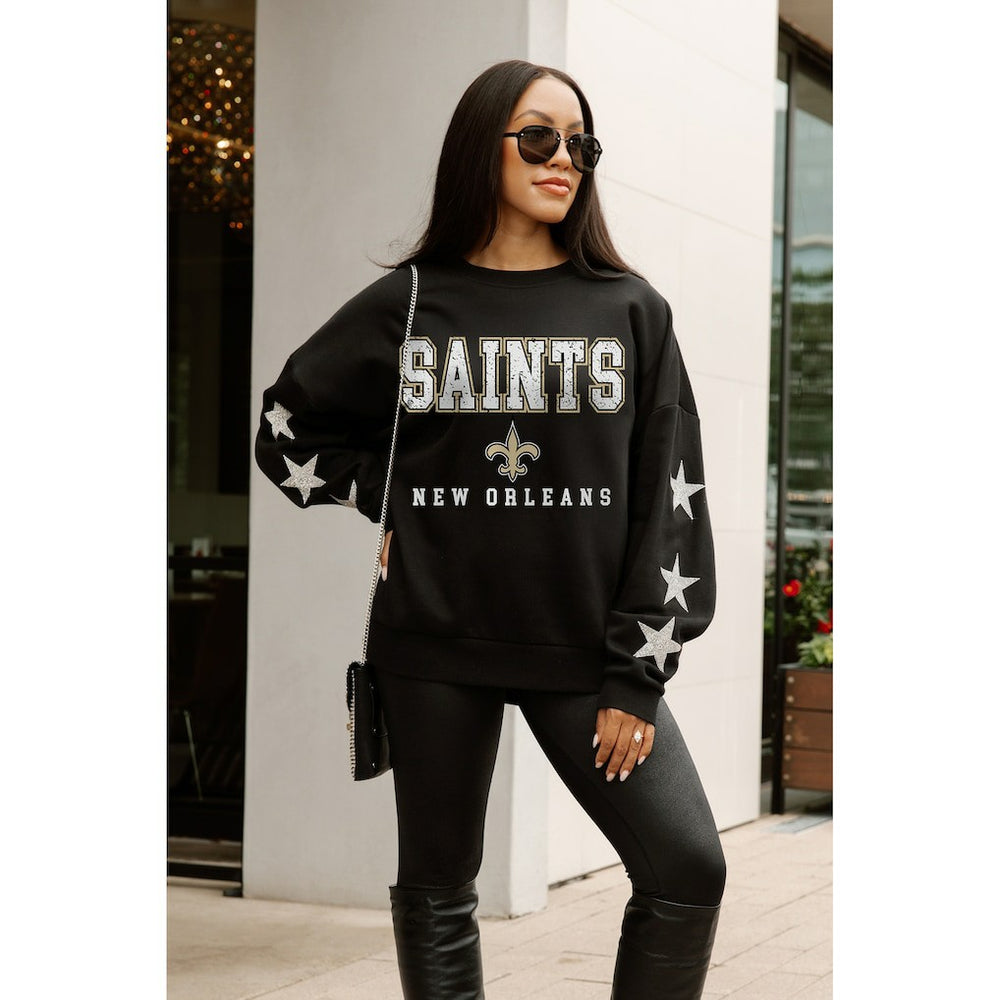 New Orleans Saints  Gameday Couture Women's Velocity Relaxed Rhinestone Pullover Sweatshirt