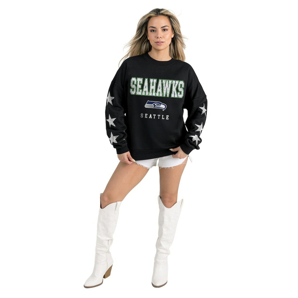 Seattle Seahawks  Gameday Couture Women's Velocity Relaxed Rhinestone Pullover Sweatshirt