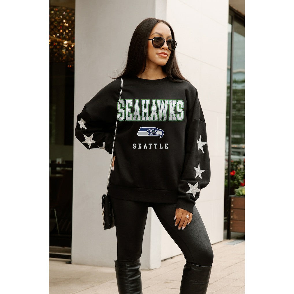 Seattle Seahawks  Gameday Couture Women's Velocity Relaxed Rhinestone Pullover Sweatshirt