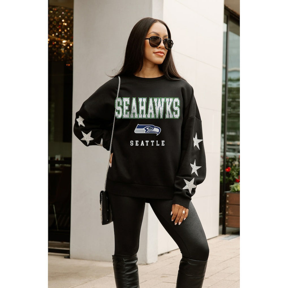 Seattle Seahawks  Gameday Couture Women's Velocity Relaxed Rhinestone Pullover Sweatshirt