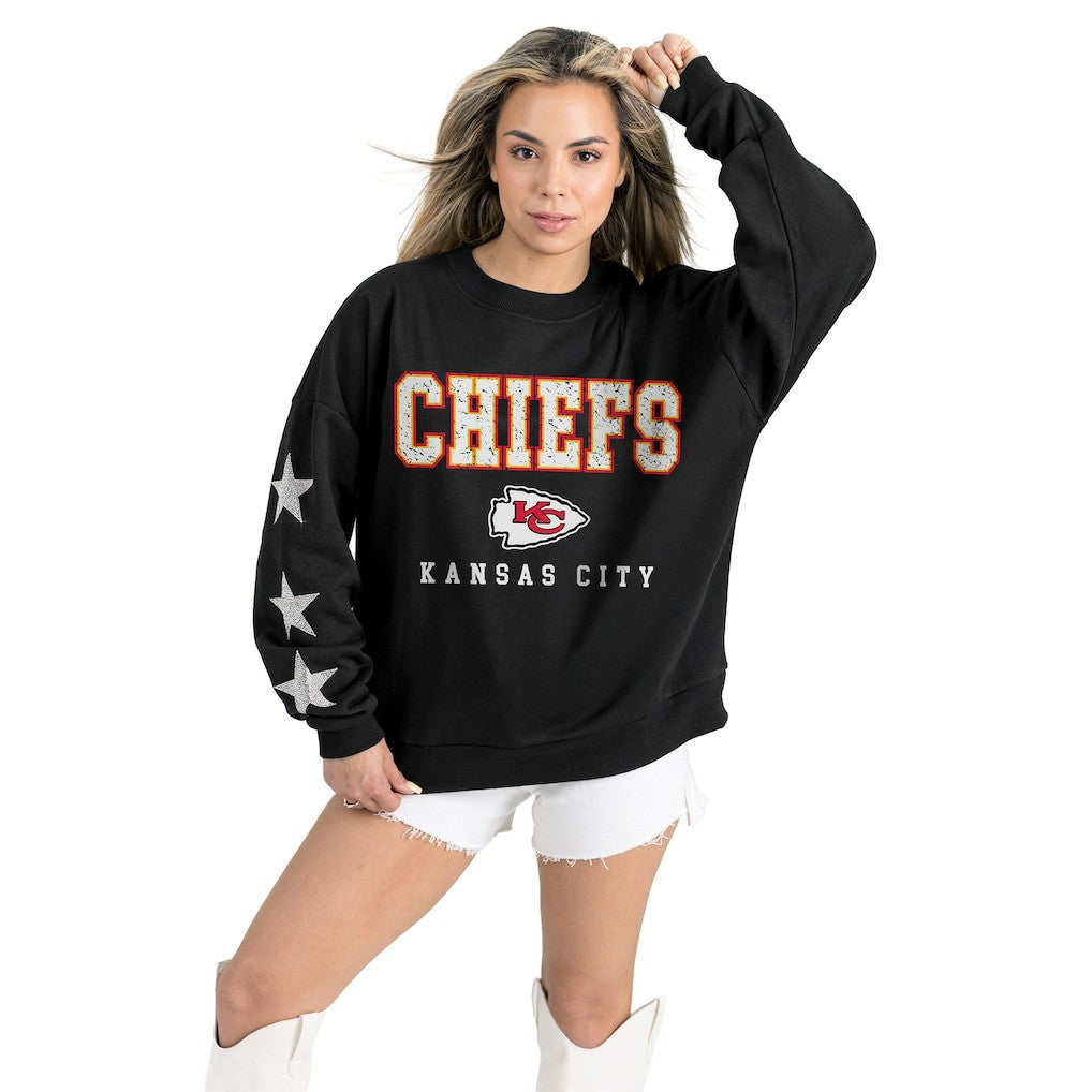 Kansas City Chiefs  Gameday Couture Women's Velocity Relaxed Rhinestone Pullover Sweatshirt