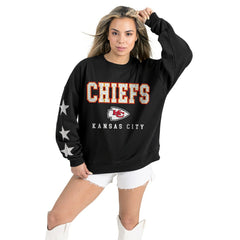 Kansas City Chiefs  Gameday Couture Women's Velocity Relaxed Rhinestone Pullover Sweatshirt