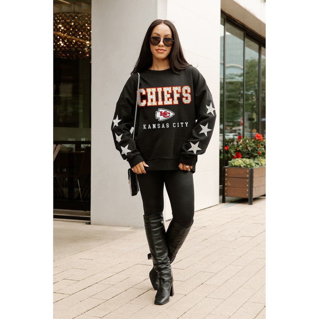 Kansas City Chiefs  Gameday Couture Women's Velocity Relaxed Rhinestone Pullover Sweatshirt