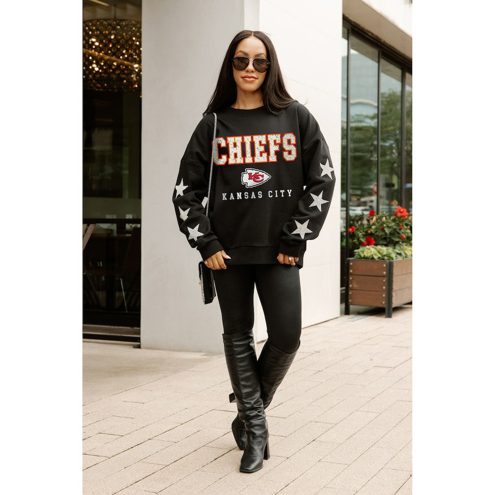 Kansas City Chiefs  Gameday Couture Women's Velocity Relaxed Rhinestone Pullover Sweatshirt