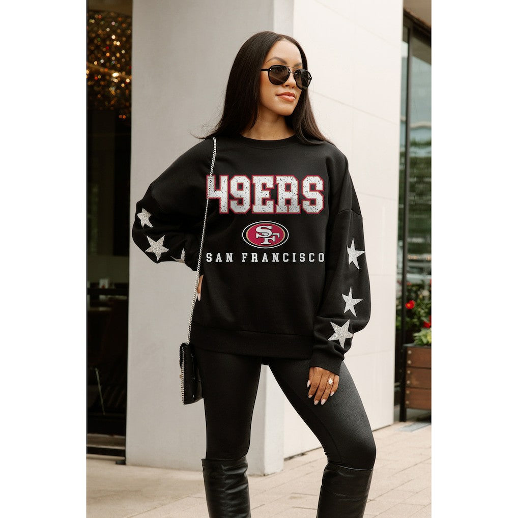 San Francisco 49ers  Gameday Couture Women's Velocity Relaxed Rhinestone Pullover Sweatshirt