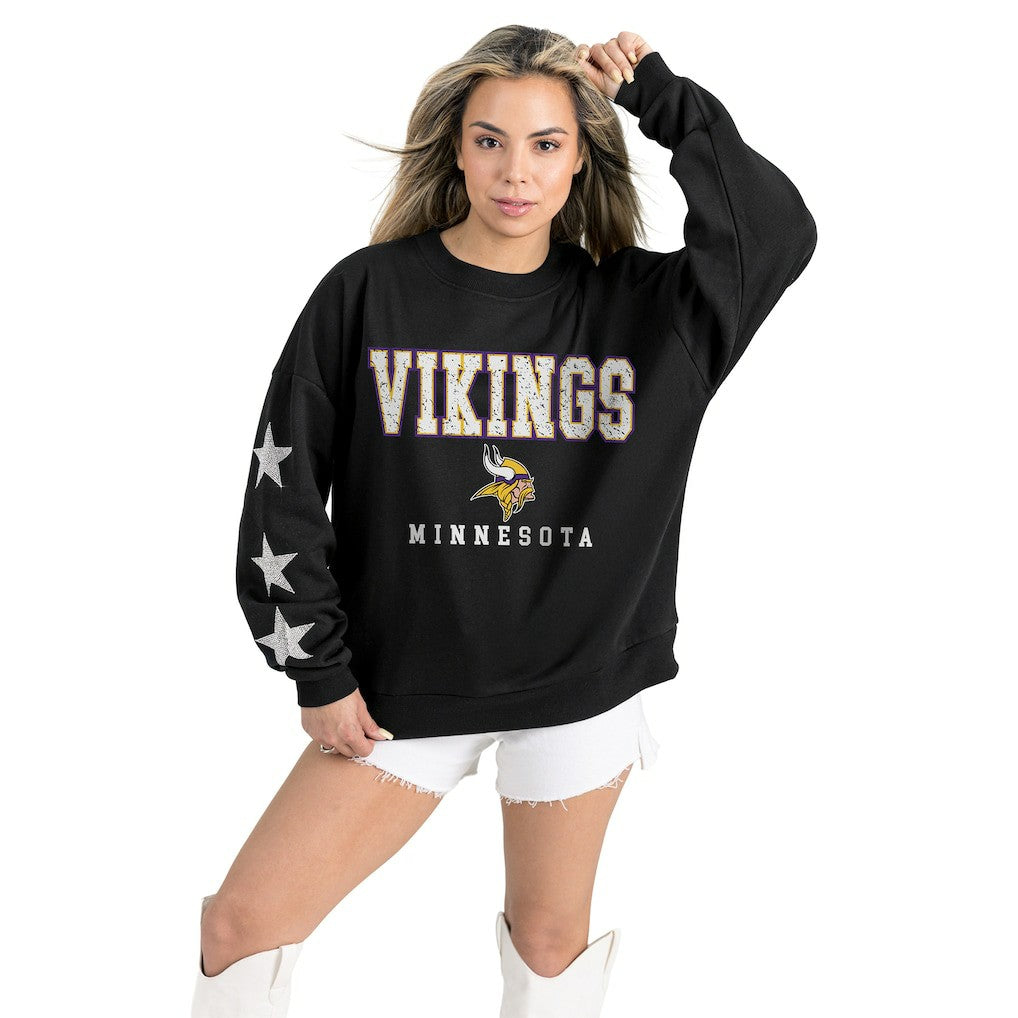 Minnesota Vikings  Gameday Couture Women's Velocity Relaxed Rhinestone Pullover Sweatshirt