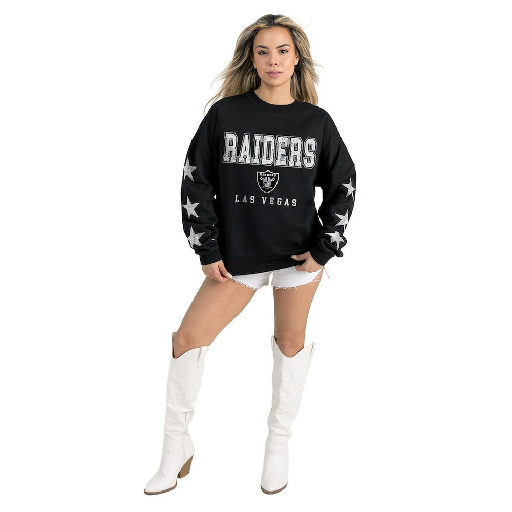 Las Vegas Raiders  Gameday Couture Women's Velocity Relaxed Rhinestone Pullover Sweatshirt
