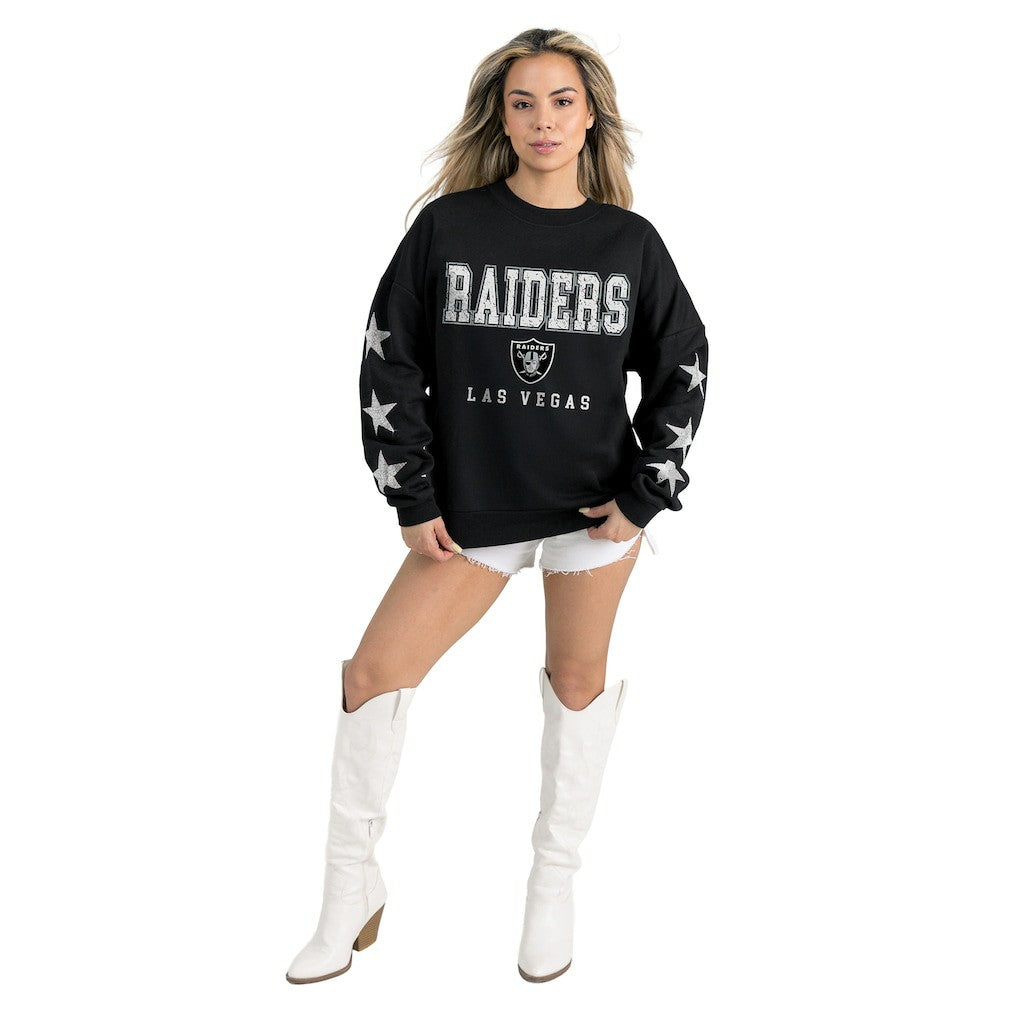 Las Vegas Raiders  Gameday Couture Women's Velocity Relaxed Rhinestone Pullover Sweatshirt