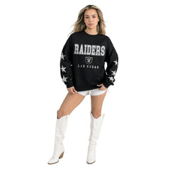 Las Vegas Raiders  Gameday Couture Women's Velocity Relaxed Rhinestone Pullover Sweatshirt