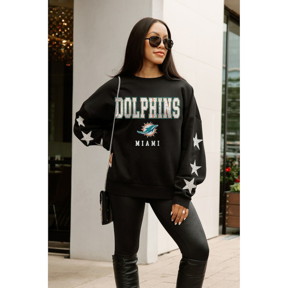 Miami Dolphins  Gameday Couture Women's Velocity Relaxed Rhinestone Pullover Sweatshirt