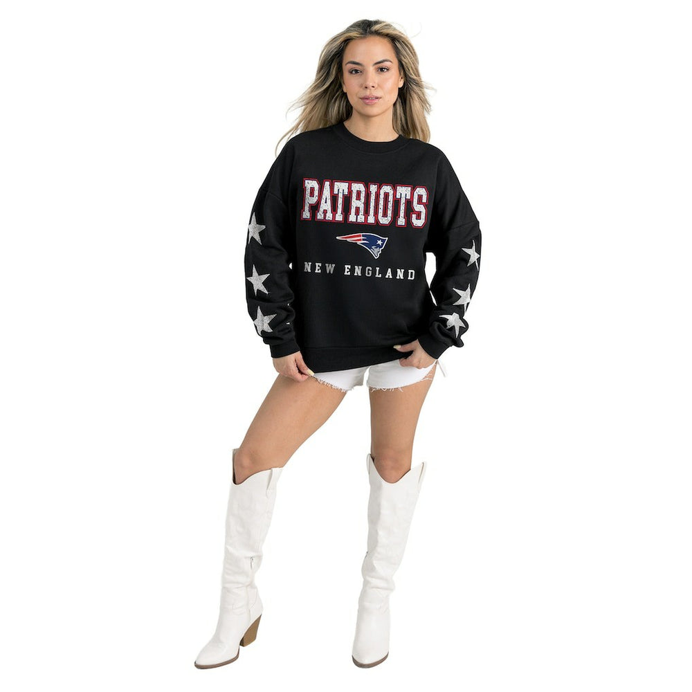 New England Patriots  Gameday Couture Women's Velocity Relaxed Rhinestone Pullover Sweatshirt