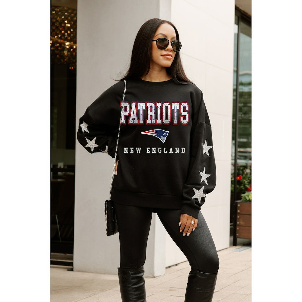 New England Patriots  Gameday Couture Women's Velocity Relaxed Rhinestone Pullover Sweatshirt