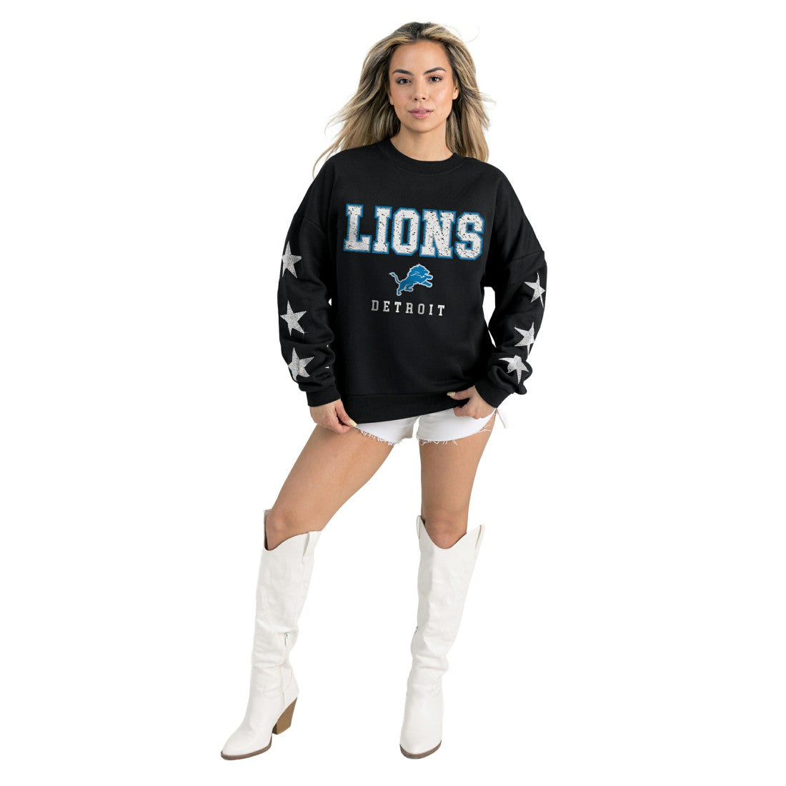 Detroit Lions  Gameday Couture Women's Velocity Relaxed Rhinestone Pullover Sweatshirt
