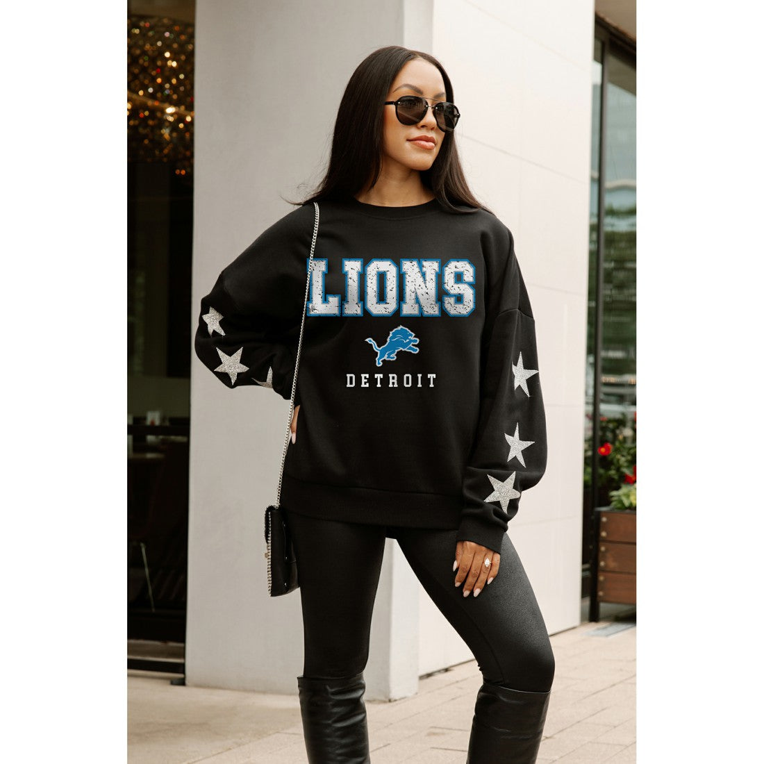 Detroit Lions  Gameday Couture Women's Velocity Relaxed Rhinestone Pullover Sweatshirt