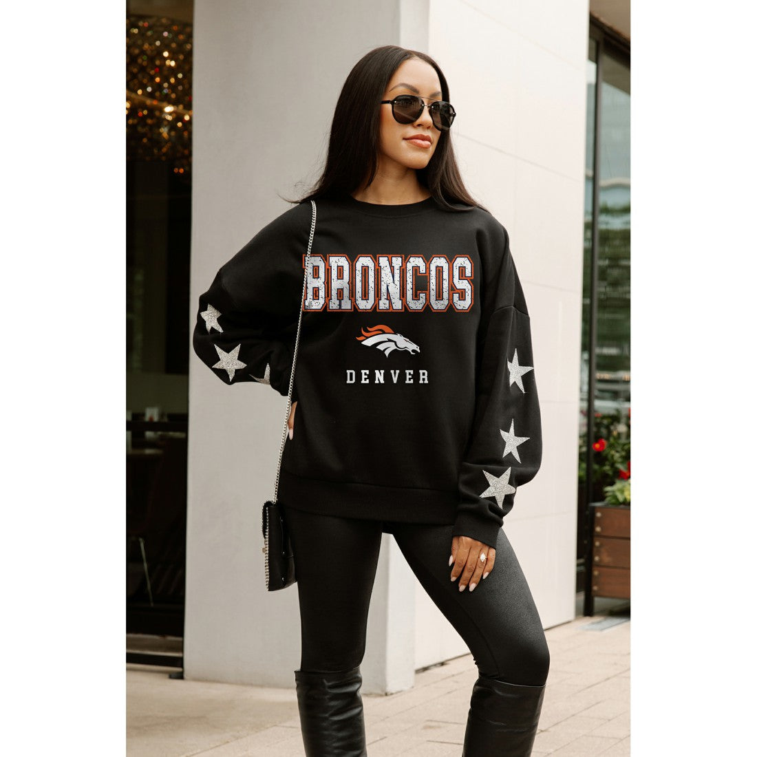 Denver Broncos  Gameday Couture Women's Velocity Relaxed Rhinestone Pullover Sweatshirt