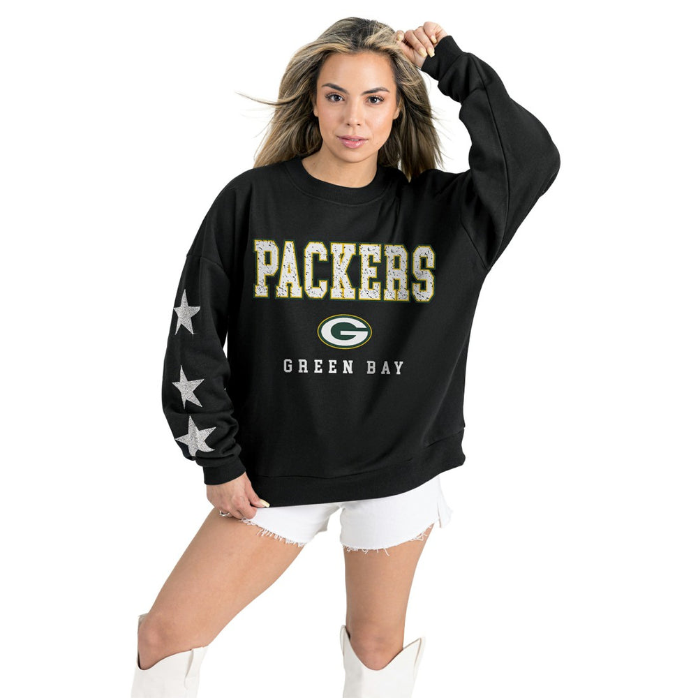 Green Bay Packers  Gameday Couture Women's Velocity Relaxed Rhinestone Pullover Sweatshirt