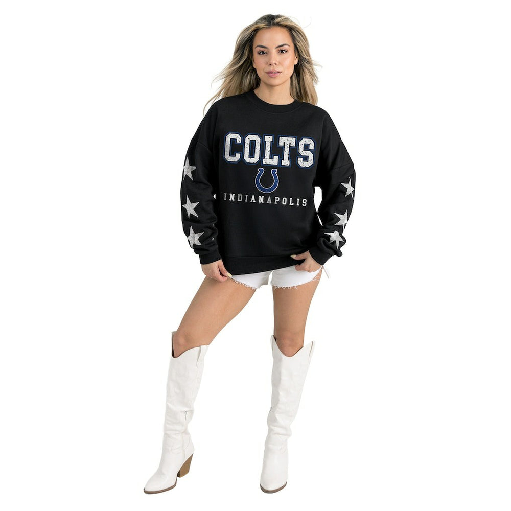Indianapolis Colts  Gameday Couture Women's Velocity Relaxed Rhinestone Pullover Sweatshirt