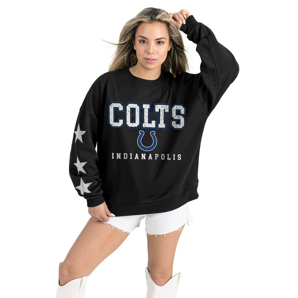 Indianapolis Colts  Gameday Couture Women's Velocity Relaxed Rhinestone Pullover Sweatshirt