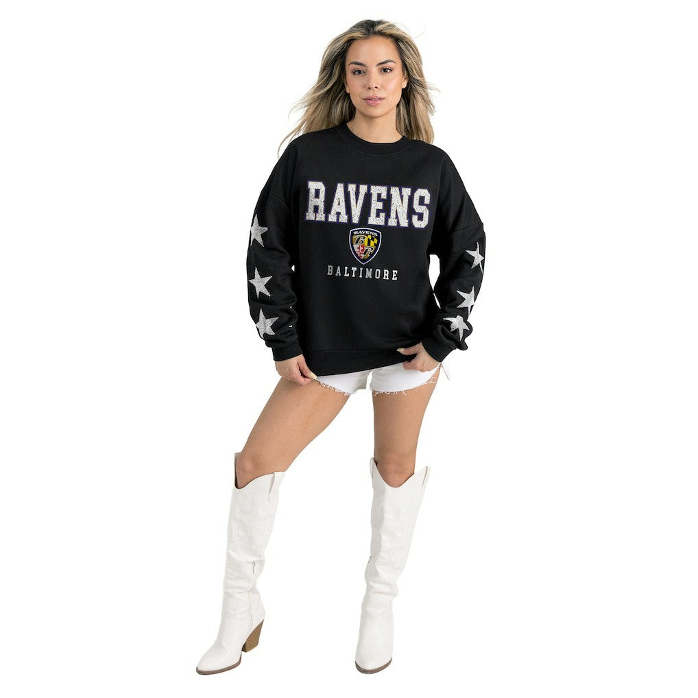Baltimore Ravens  Gameday Couture Women's Velocity Relaxed Rhinestone Pullover Sweatshirt