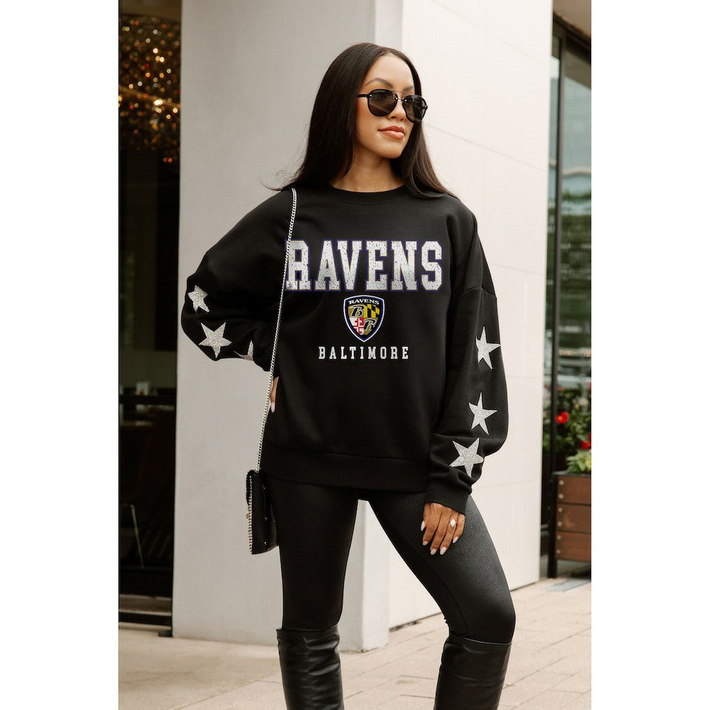 Baltimore Ravens  Gameday Couture Women's Velocity Relaxed Rhinestone Pullover Sweatshirt