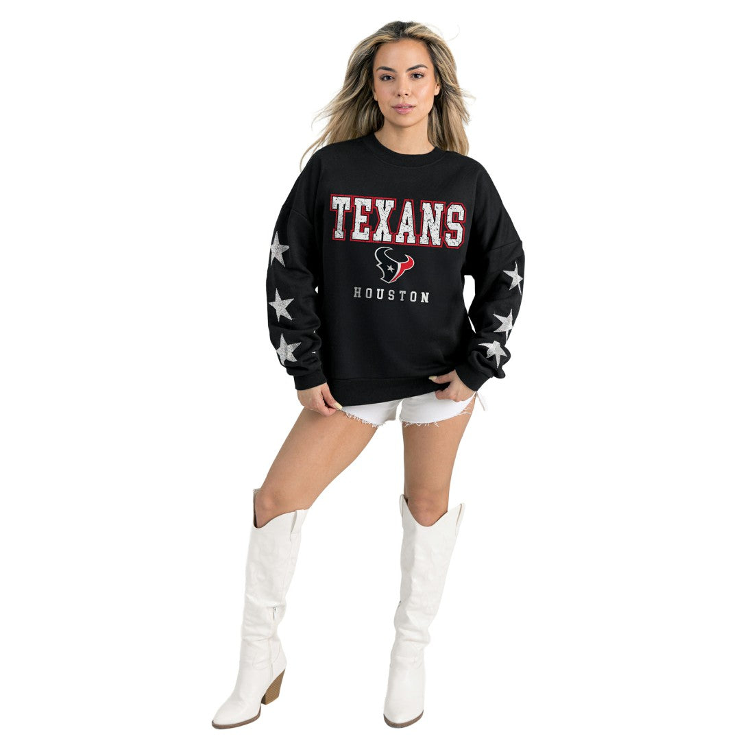 Houston Texans  Gameday Couture Women's Velocity Relaxed Rhinestone Pullover Sweatshirt