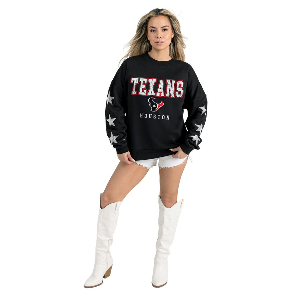 Houston Texans  Gameday Couture Women's Velocity Relaxed Rhinestone Pullover Sweatshirt