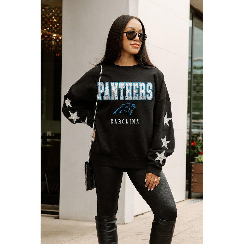 Carolina Panthers  Gameday Couture Women's Velocity Relaxed Rhinestone Pullover Sweatshirt
