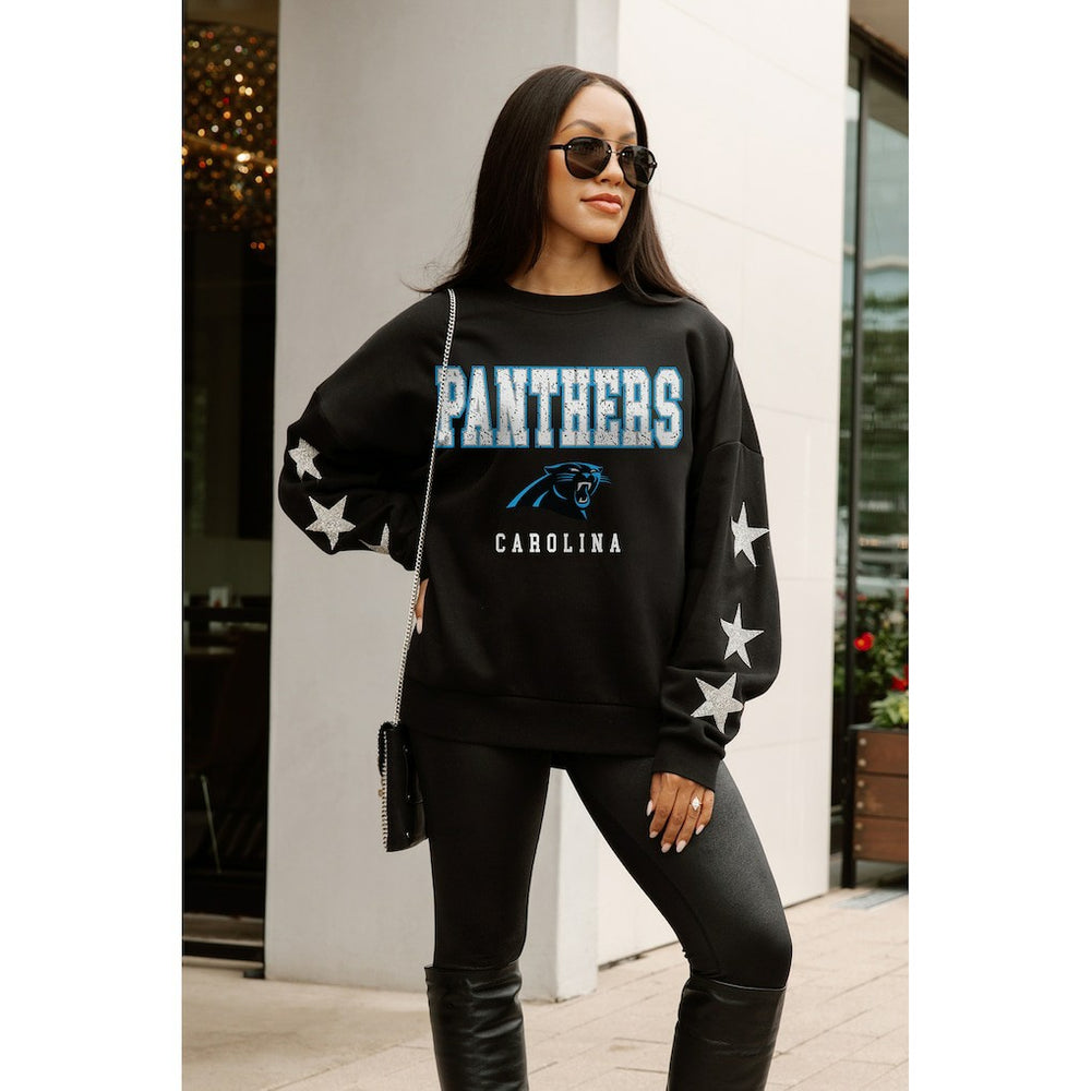 Carolina Panthers  Gameday Couture Women's Velocity Relaxed Rhinestone Pullover Sweatshirt