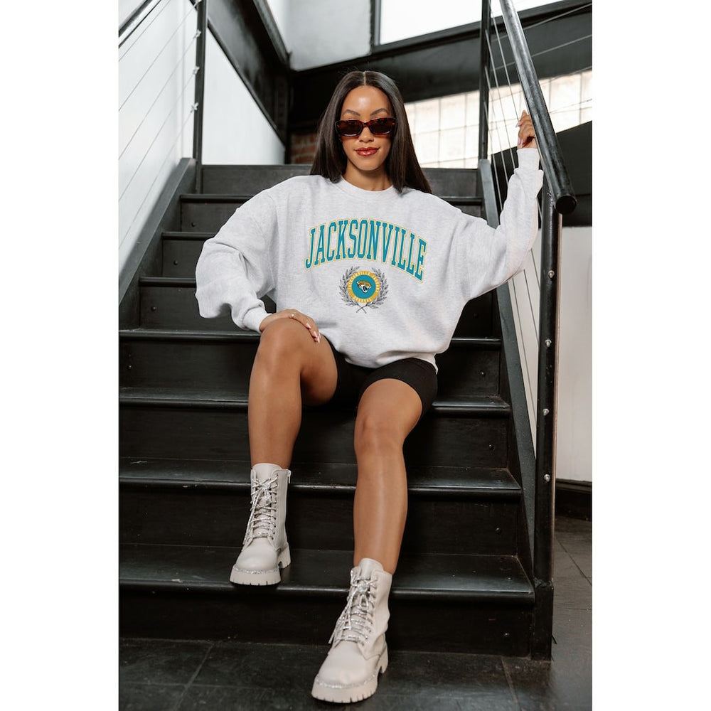 Jacksonville Jaguars  Gameday Couture Women's Traditional Logo Oversized Premium Fleece Pullover Sweatshirt