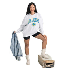 Los Angeles Chargers  Gameday Couture Women's Traditional Logo Oversized Premium Fleece Pullover Sweatshirt
