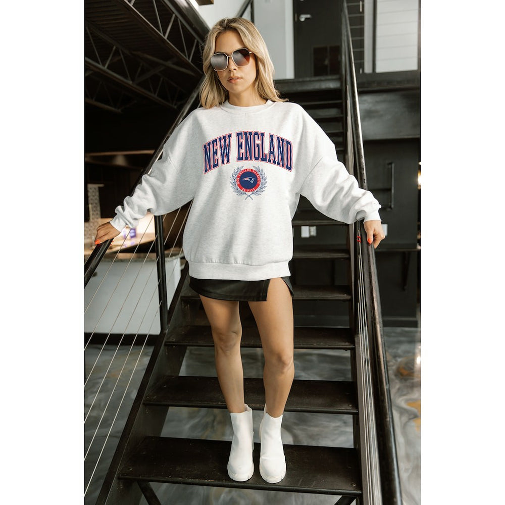 New England Patriots  Gameday Couture Women's Traditional Logo Oversized Premium Fleece Pullover Sweatshirt
