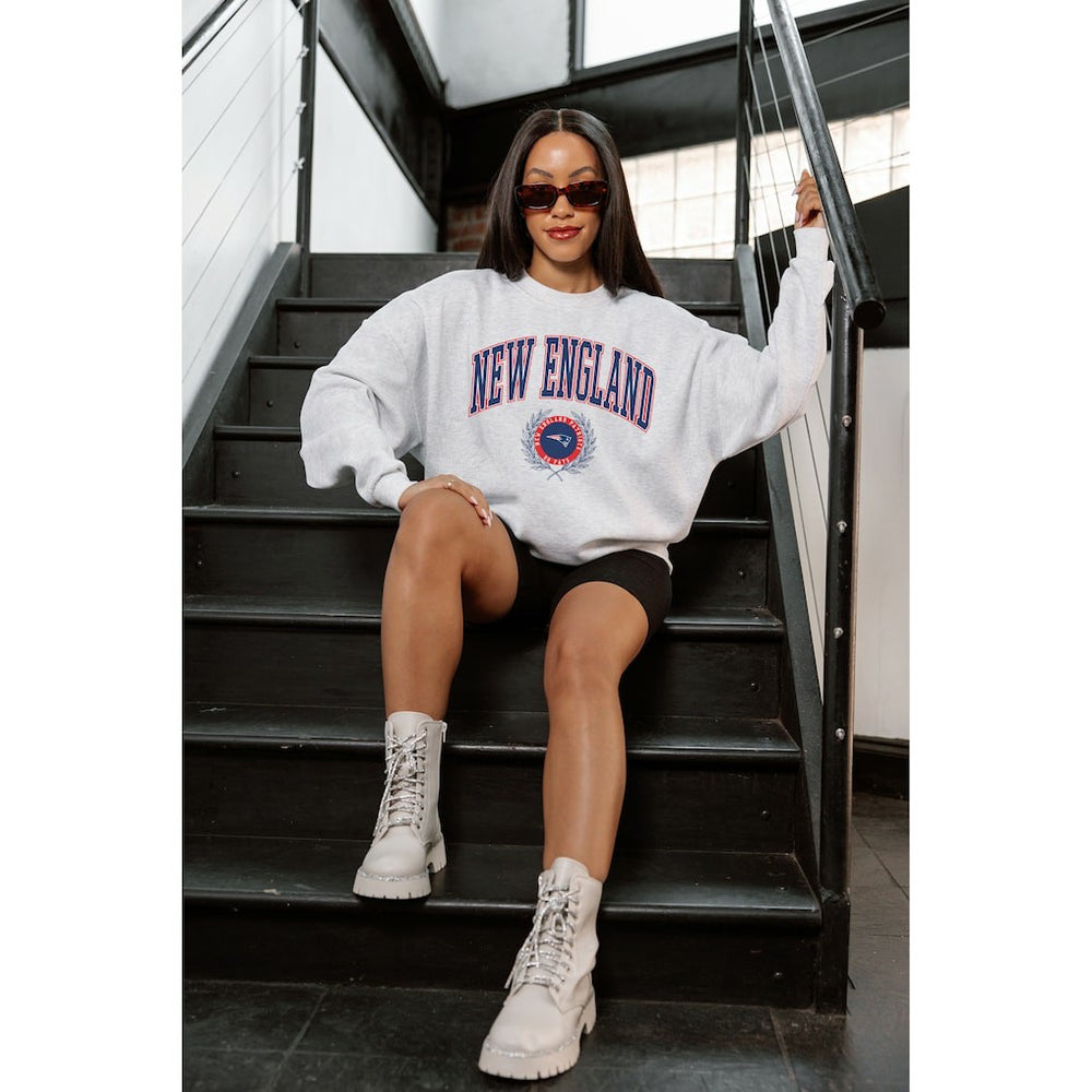 New England Patriots  Gameday Couture Women's Traditional Logo Oversized Premium Fleece Pullover Sweatshirt