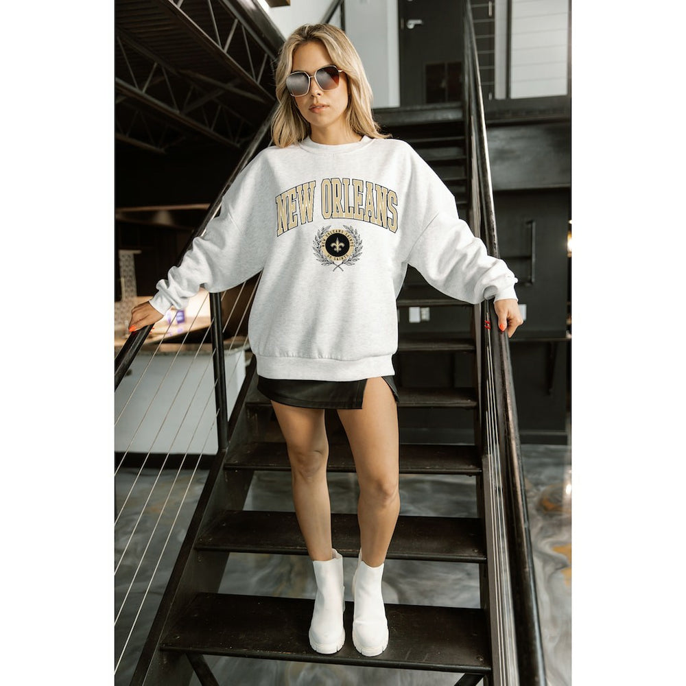 New Orleans Saints  Gameday Couture Women's Traditional Logo Oversized Premium Fleece Pullover Sweatshirt