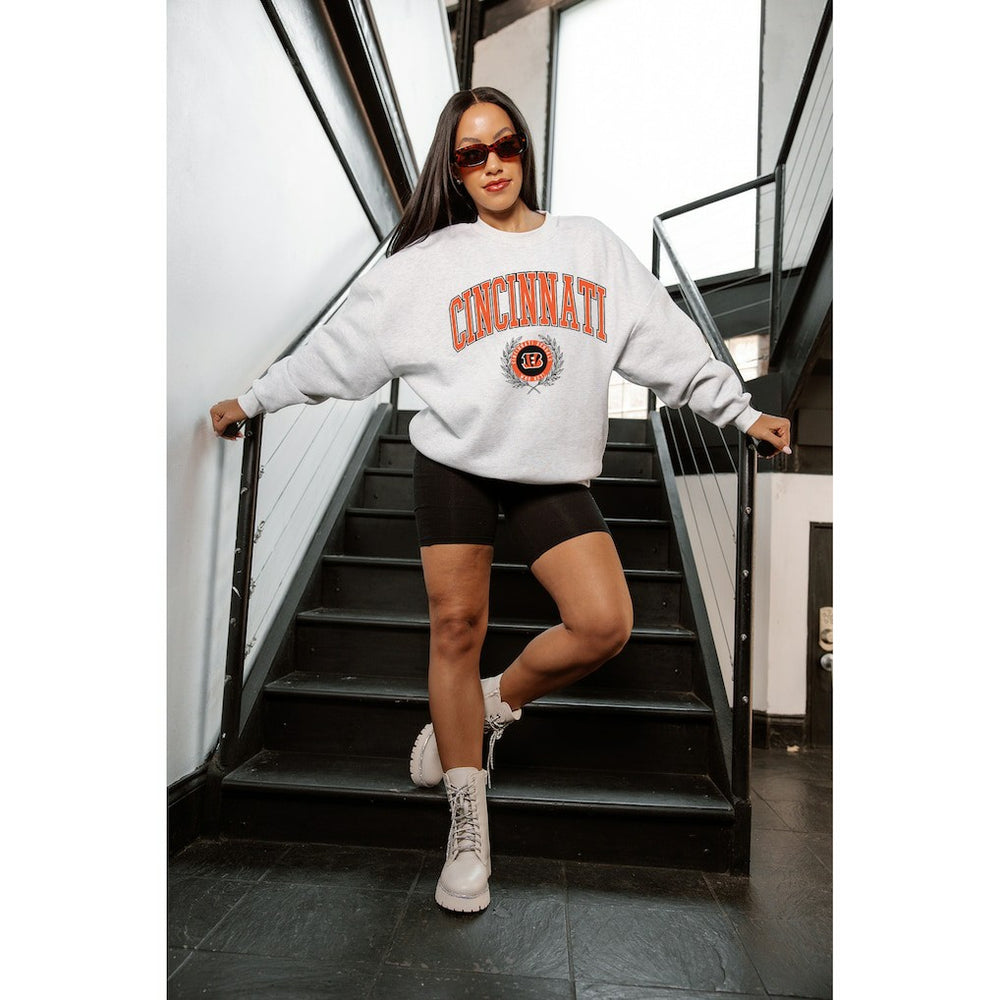 Cincinnati Bengals  Gameday Couture Women's Traditional Logo Oversized Premium Fleece Pullover Sweatshirt