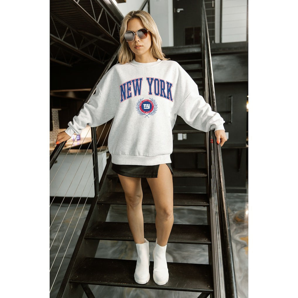 New York Giants  Gameday Couture Women's Traditional Logo Oversized Premium Fleece Pullover Sweatshirt