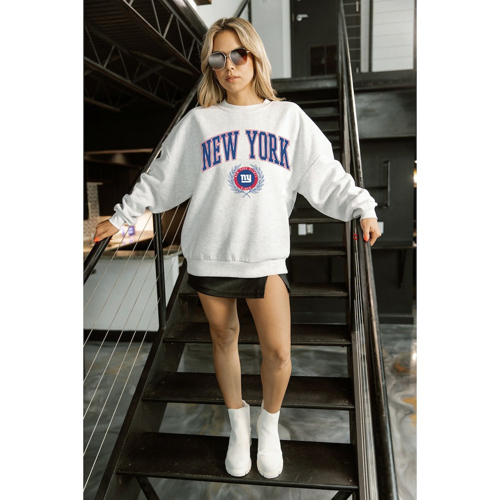 New York Giants  Gameday Couture Women's Traditional Logo Oversized Premium Fleece Pullover Sweatshirt