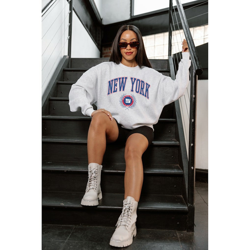 New York Giants  Gameday Couture Women's Traditional Logo Oversized Premium Fleece Pullover Sweatshirt