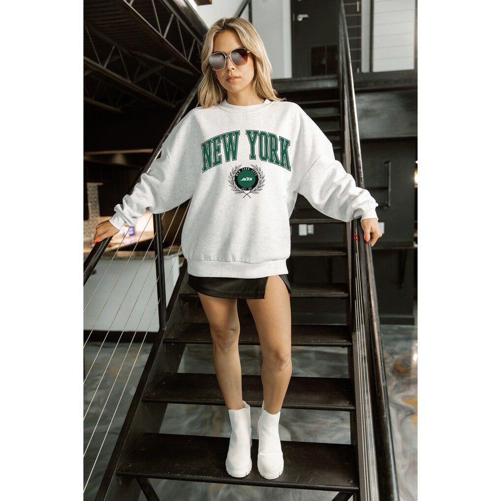 New York Jets  Gameday Couture Women's Traditional Logo Oversized Premium Fleece Pullover Sweatshirt
