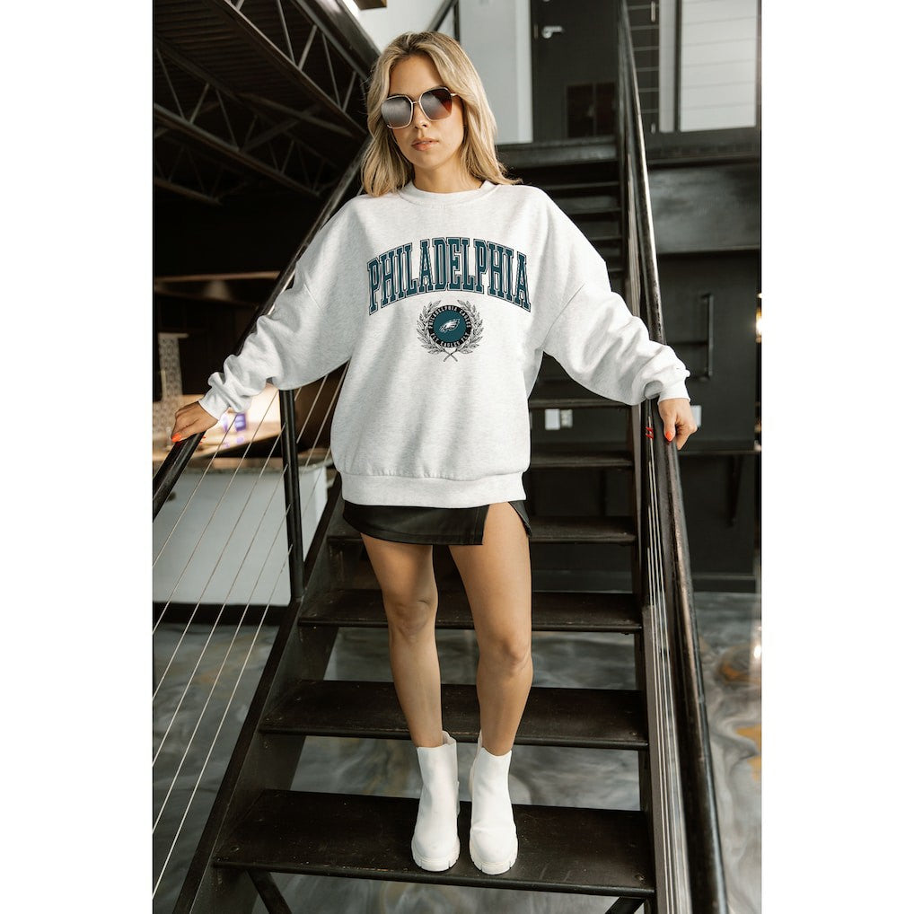 Philadelphia Eagles  Gameday Couture Women's Traditional Logo Oversized Premium Fleece Pullover Sweatshirt