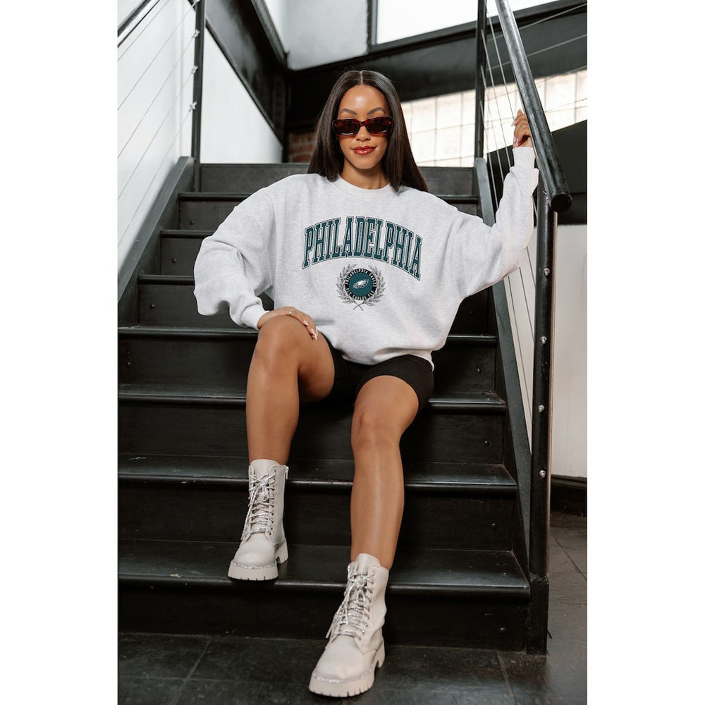 Philadelphia Eagles  Gameday Couture Women's Traditional Logo Oversized Premium Fleece Pullover Sweatshirt