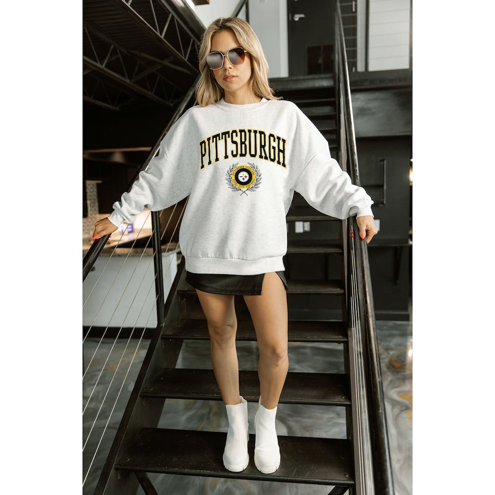 Pittsburgh Steelers  Gameday Couture Women's Traditional Logo Oversized Premium Fleece Pullover Sweatshirt