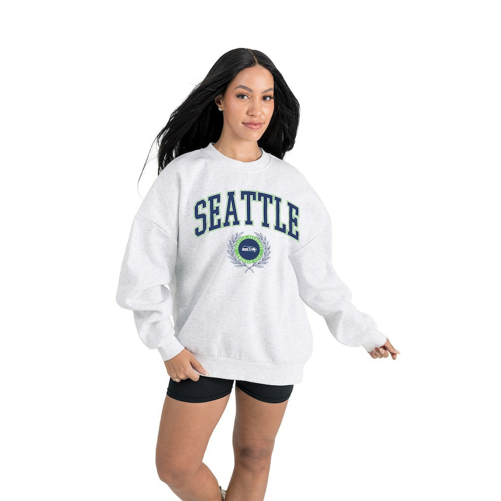 Seattle Seahawks  Gameday Couture Women's Traditional Logo Oversized Premium Fleece Pullover Sweatshirt