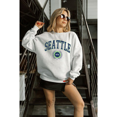 Seattle Seahawks  Gameday Couture Women's Traditional Logo Oversized Premium Fleece Pullover Sweatshirt