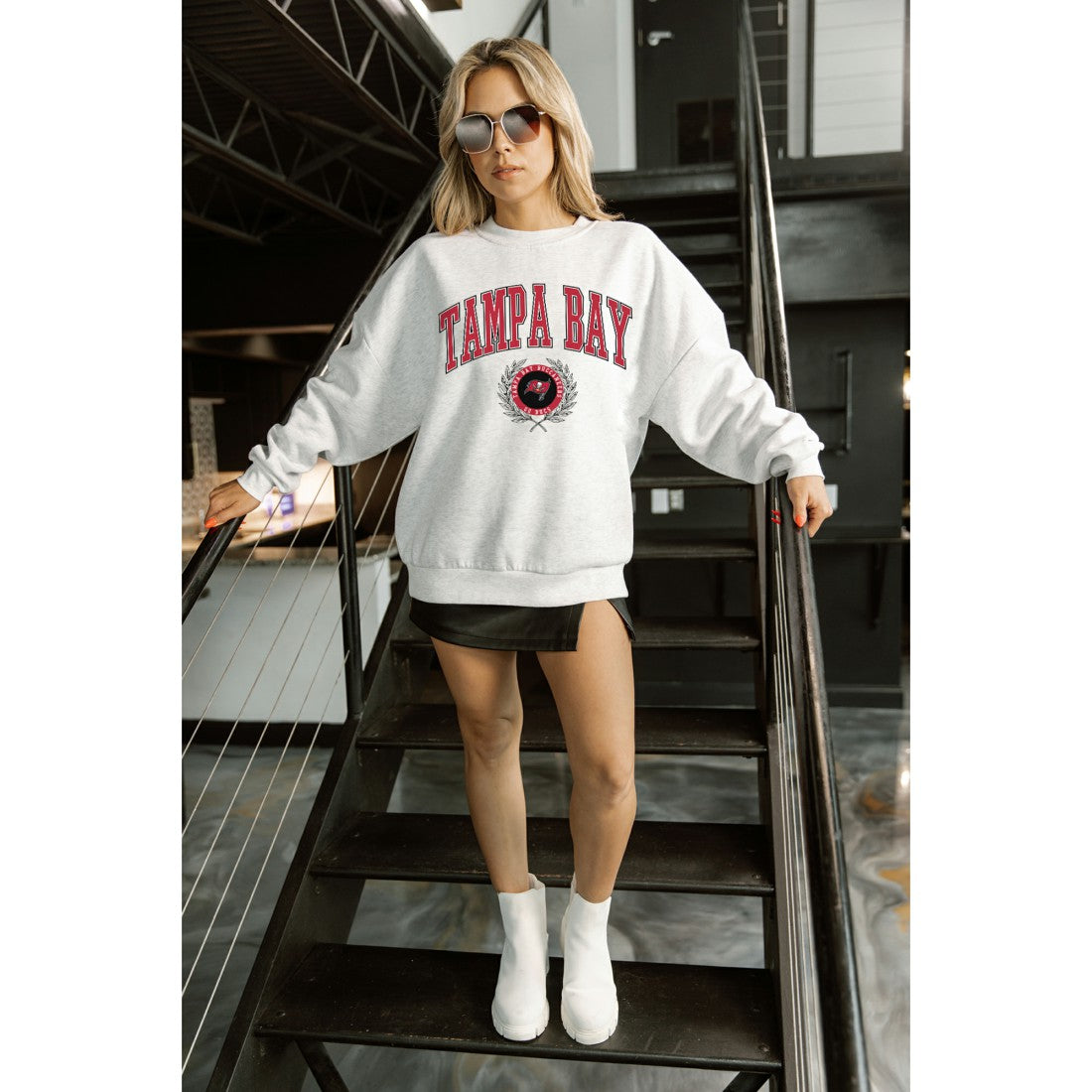 Tampa Bay Buccaneers  Gameday Couture Women's Traditional Logo Oversized Premium Fleece Pullover Sweatshirt