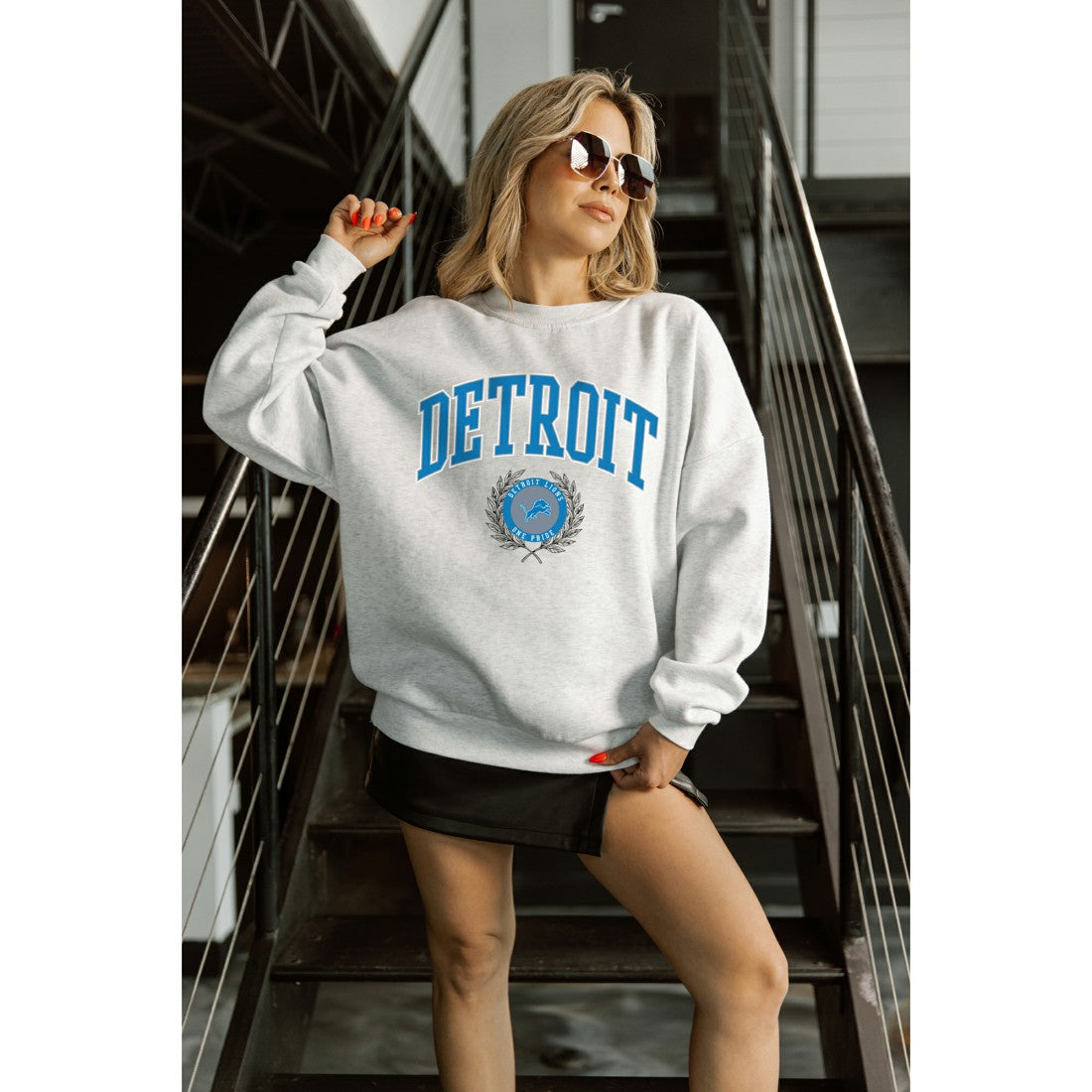 Detroit Lions  Gameday Couture Women's Traditional Logo Oversized Premium Fleece Pullover Sweatshirt