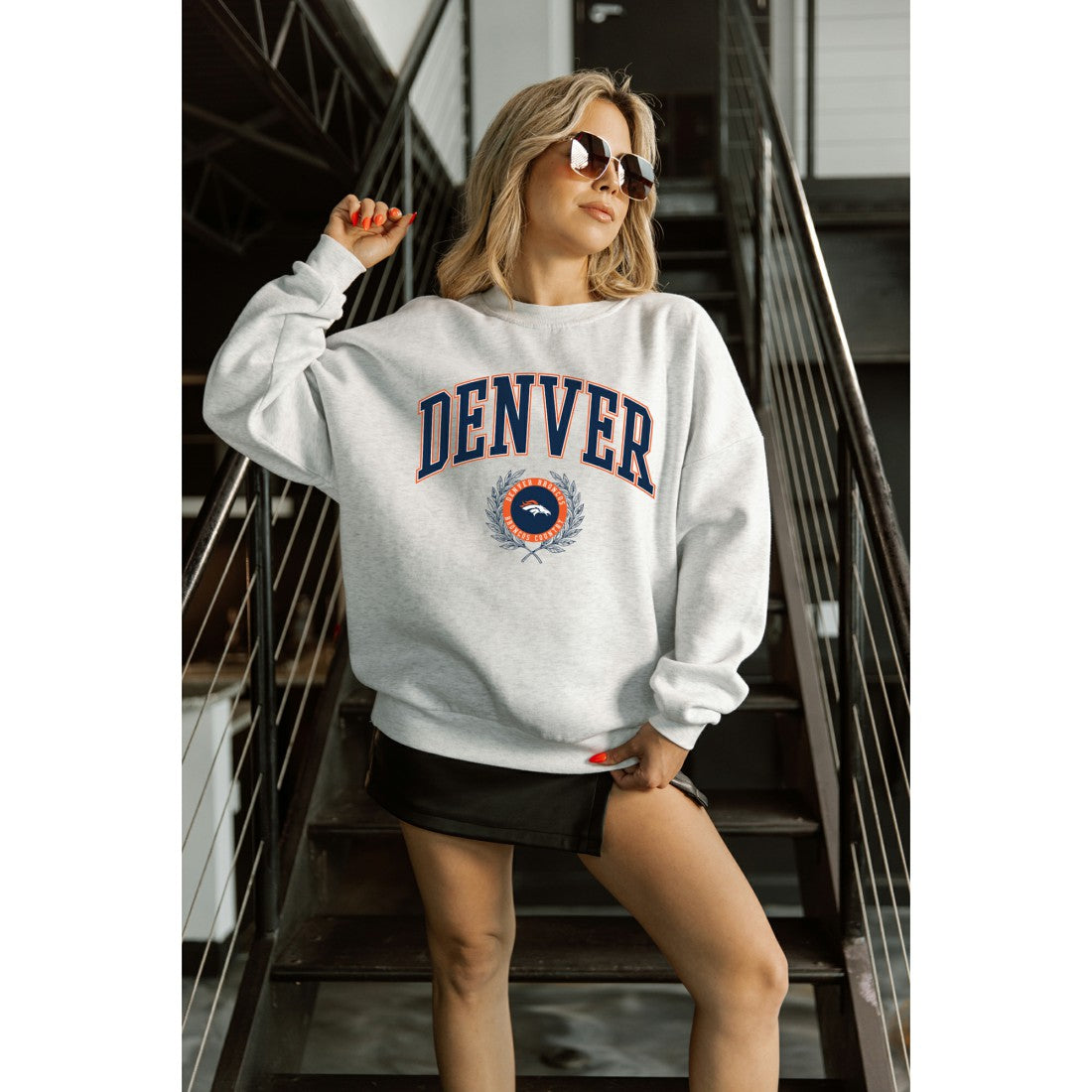 Denver Broncos  Gameday Couture Women's Traditional Logo Oversized Premium Fleece Pullover Sweatshirt