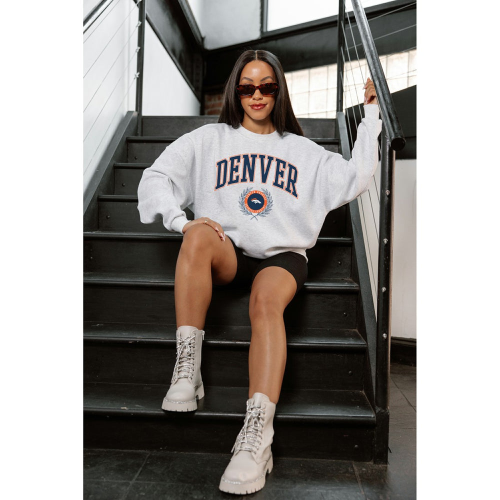 Denver Broncos  Gameday Couture Women's Traditional Logo Oversized Premium Fleece Pullover Sweatshirt