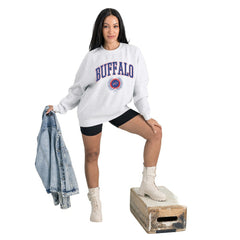 Buffalo Bills  Gameday Couture Women's Traditional Logo Oversized Premium Fleece Pullover Sweatshirt