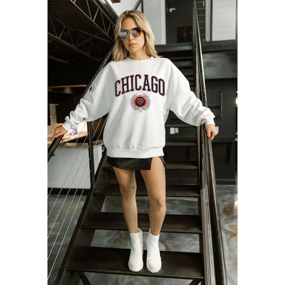 Chicago Bears  Gameday Couture Women's Traditional Logo Oversized Premium Fleece Pullover Sweatshirt