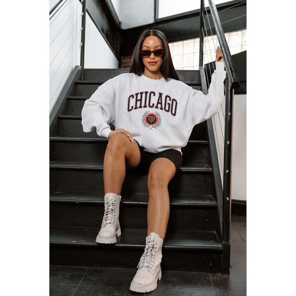 Chicago Bears  Gameday Couture Women's Traditional Logo Oversized Premium Fleece Pullover Sweatshirt
